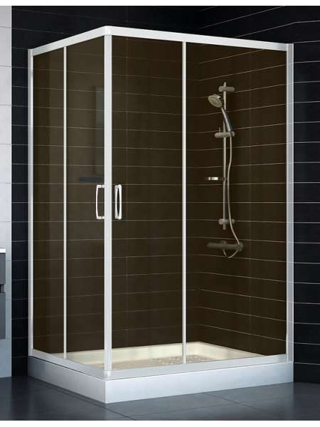 Душевой уголок Vegas Glass ZA-F 0120*100 01 05 профиль белый, стекло бронза
