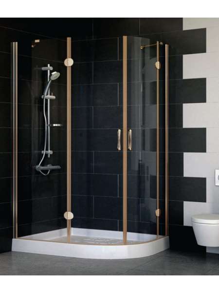 Душевой уголок Vegas Glass AFS-F 120*80 05 01 L профиль бронза, стекло прозрачное