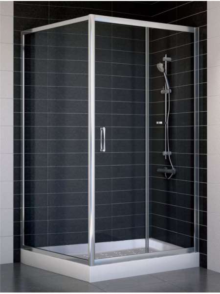 Душевой уголок Vegas Glass ZP+ZPV 100*100 08 01 профиль глянцевый хром, стекло прозрачное