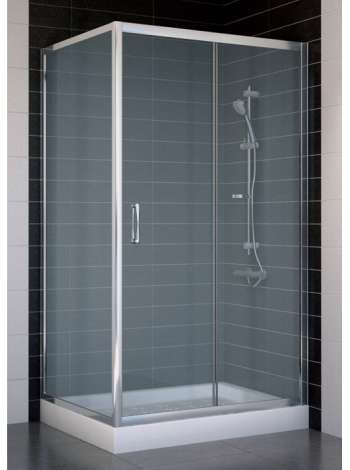 Душевой уголок Vegas Glass ZP+ZPV 100*80 08 10 профиль глянцевый хром, стекло сатин