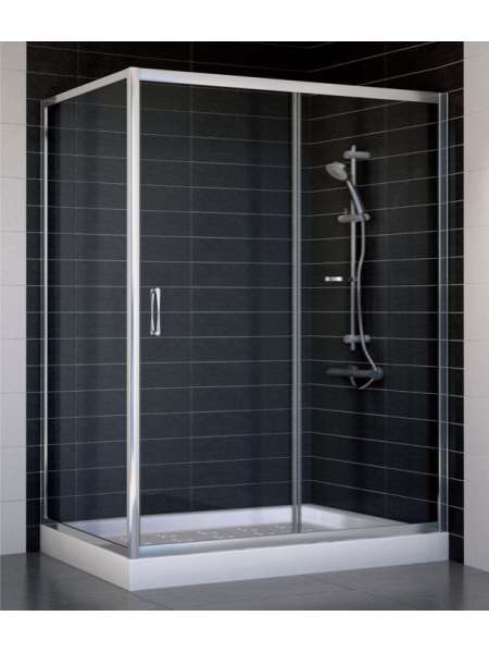 Душевой уголок Vegas Glass ZP+ZPV 140*80 08 01 профиль глянцевый хром, стекло прозрачное