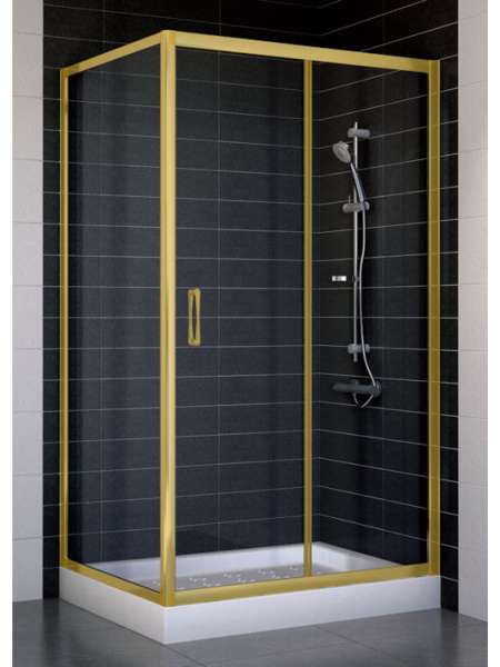 Душевой уголок Vegas Glass ZP+ZPV 100*80 09 01 профиль золото, стекло прозрачное