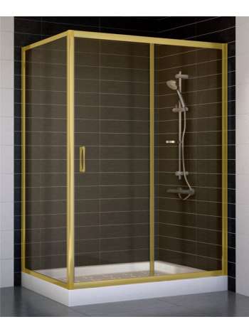 Душевой уголок Vegas Glass ZP+ZPV 130*80 09 05 профиль золото, стекло бронза