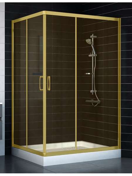 Душевой уголок Vegas Glass ZA-F 0120*100 09 05 профиль золото, стекло бронза