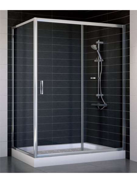 Душевой уголок Vegas Glass ZP+ZPV 140*70 08 01 профиль глянцевый хром, стекло прозрачное