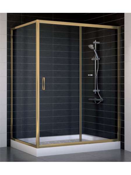 Душевой уголок Vegas Glass ZP+ZPV 140*90 05 01 профиль бронза, стекло прозрачное