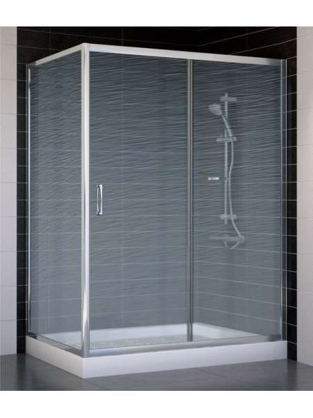 Душевой уголок Vegas Glass ZP+ZPV 140*80 08 02 профиль глянцевый хром, стекло шиншилла