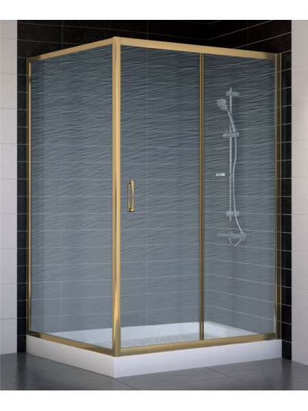 Душевой уголок Vegas Glass ZP+ZPV 120*100 05 02 профиль бронза, стекло шиншилла
