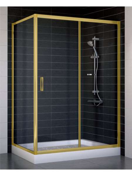 Душевой уголок Vegas Glass ZP+ZPV 130*70 09 01 профиль золото, стекло прозрачное
