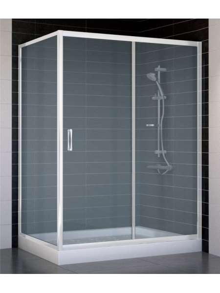 Душевой уголок Vegas Glass ZP+ZPV 140*80 01 10 профиль белый, стекло сатин