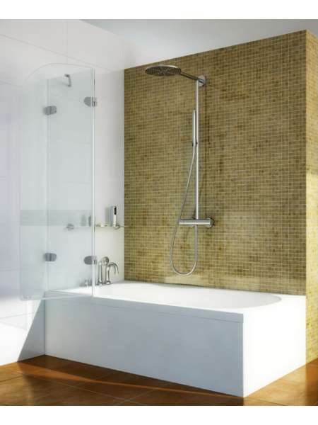 Шторка на ванну GuteWetter Lux Pearl GV-002A левая 100 см стекло бесцветное, фурнитура хром