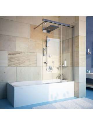 Шторка на ванну GuteWetter Slide Pearl GV-862 правая 75 см стекло бесцветное, профиль хром