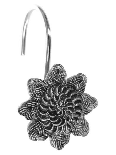 Набор из 12 крючков для шторки Avanti Braided Medallion Silver 11166G-SLV