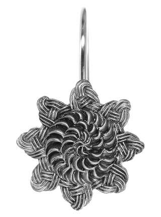 Набор из 12 крючков для шторки Avanti Braided Medallion Silver 11166G-SLV