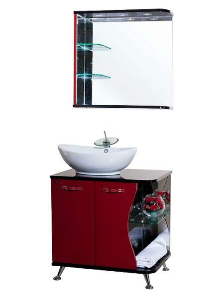 Мебель для ванной Bellezza Рио 70 L красная с черным