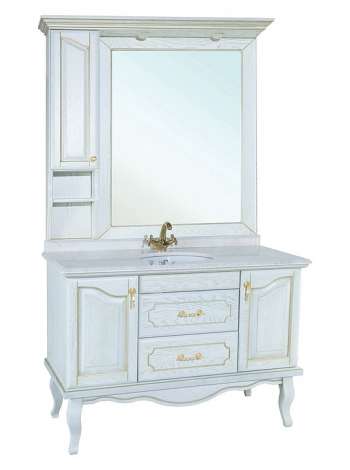 Мебель для ванной Bellezza Рим 110 белая патина золото