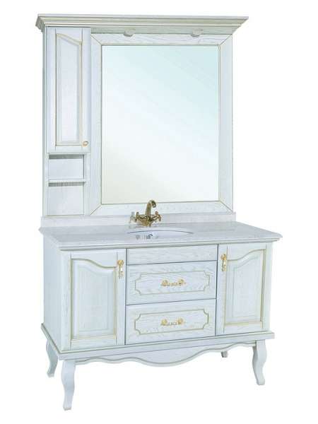 Мебель для ванной Bellezza Рим 110 белая патина золото