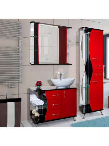 Мебель для ванной Bellezza Рио 90 R красная с черным