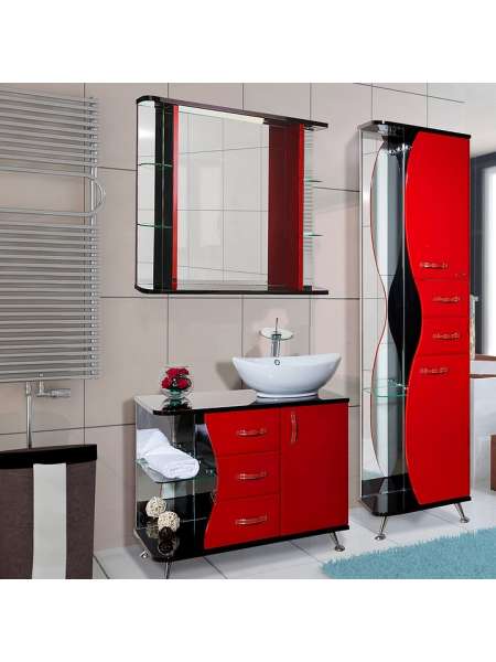 Мебель для ванной Bellezza Рио 90 R красная с черным