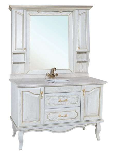 Мебель для ванной Bellezza Рим 120 белая патина золото