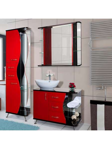 Мебель для ванной Bellezza Рио 90 L красная с черным