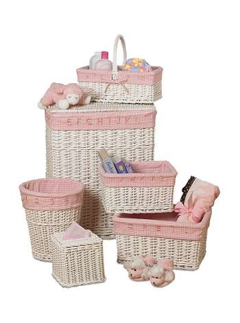 Набор из 6 корзин Baby's Learn & Store Collection, 53 см, дерево/хлопок, белый, серия Корзины, Creative Bath