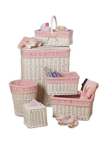 Набор из 6 корзин Baby's Learn & Store Collection, 53 см, дерево/хлопок, белый, серия Корзины, Creative Bath