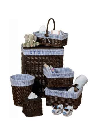 Набор из 6 корзин Baby's Learn & Store Collection, 53 см, дерево/хлопок, венге, серия Корзины, Creative Bath