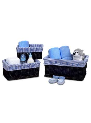 Набор из 3 корзин Baby's Learn & Store Collection, 37 см, дерево/хлопок, венге, серия Корзины, Creative Bath