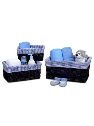 Набор из 3 корзин Baby's Learn & Store Collection, 37 см, дерево/хлопок, венге, серия Корзины, Creative Bath
