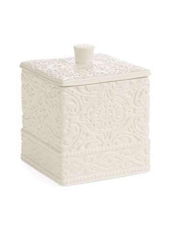 Косметическая емкость, 11 см, фарфор, белый, серия Bedminster Damask, Kassatex