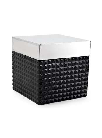 Косметическая емкость, 10 см, полистоун, черный, серия Parc East Bricks Black, Kassatex