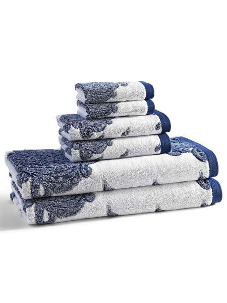 Коврик банный Roma Indigo, 86х51 см, хлопок, белый/синий, серия Roma, Kassatex
