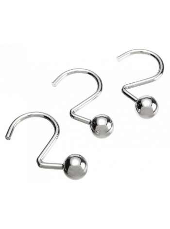 Набор крючков для шторки, 12 шт, металл, хром, серия Ball Type Hook, Carnation Home Fashions