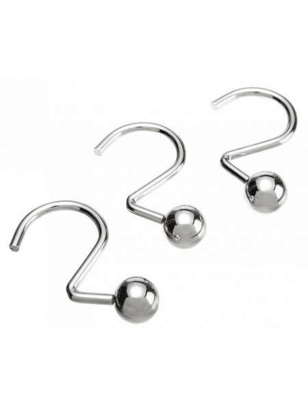 Набор крючков для шторки, 12 шт, металл, хром, серия Ball Type Hook, Carnation Home Fashions