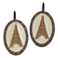 Набор из 12 крючков для шторки, 18 см, полистоун, коричневый, серия I Love Paris, Creative Bath