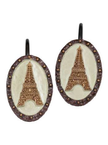 Набор из 12 крючков для шторки, 18 см, полистоун, коричневый, серия I Love Paris, Creative Bath