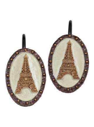 Набор из 12 крючков для шторки, 18 см, полистоун, коричневый, серия I Love Paris, Creative Bath