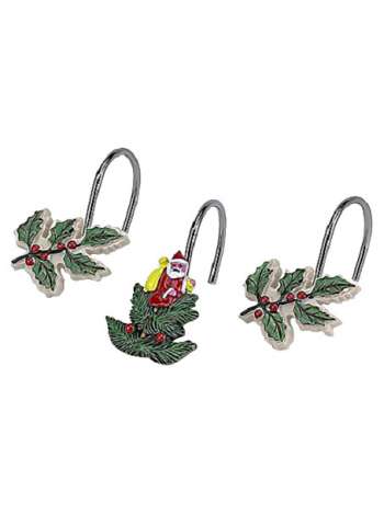 Набор из 12 крючков для шторки, 7.1 см, полистоун, мультиколор, серия Spode Christmas Tree, Avanti