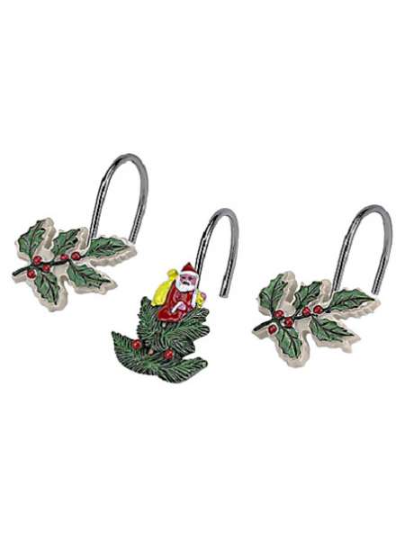 Набор из 12 крючков для шторки, 7.1 см, полистоун, мультиколор, серия Spode Christmas Tree, Avanti