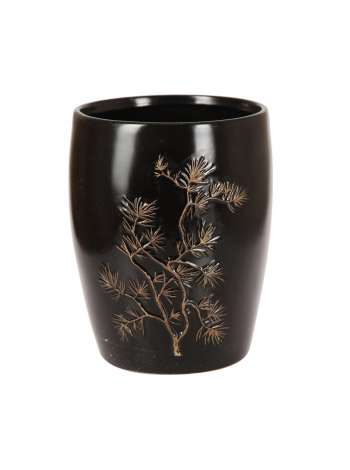 Корзина для мусора Asian Pine, 25.7 см, керамика, коричневый, серия Корзины для ванной, Blonder Home