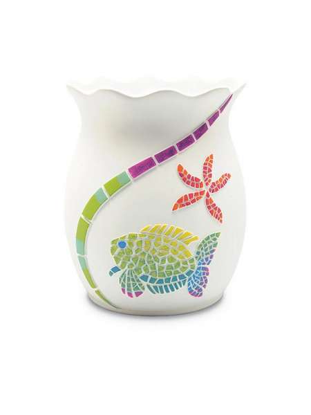 Корзина для мусора Fish Fantasy, 25 см, полистоун, белый, серия Корзины для ванной, Blonder Home