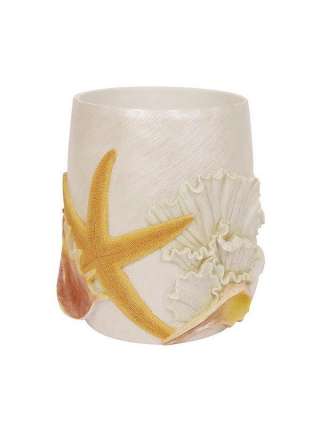 Корзина для мусора Sea Breeze, 24.5 см, полистоун, бежевый, серия Корзины для ванной, Blonder Home