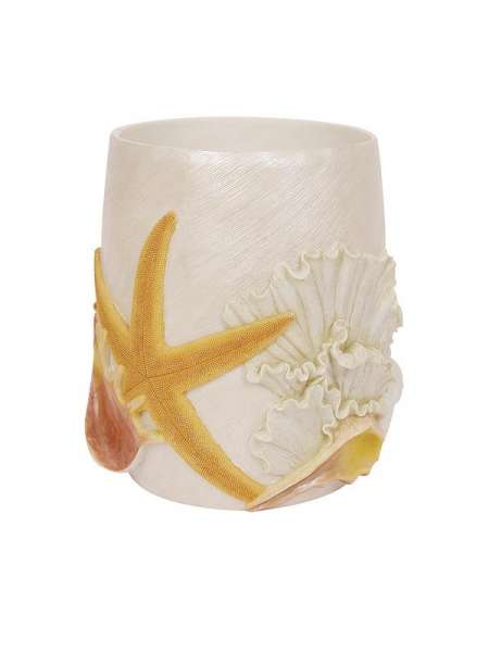 Корзина для мусора Sea Breeze, 24.5 см, полистоун, бежевый, серия Корзины для ванной, Blonder Home