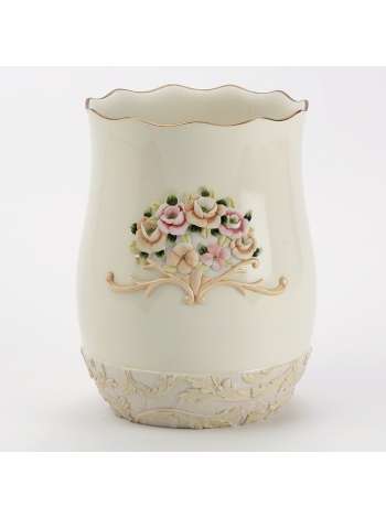 Корзина для мусора, 20 см, полистоун, кремовый, серия Rosefan, Avanti