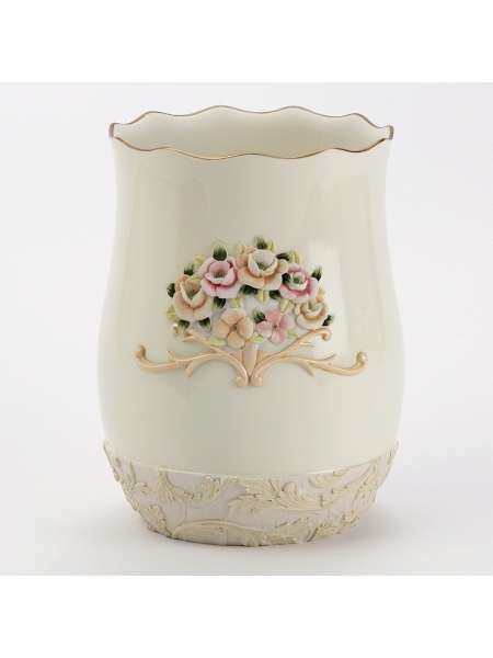 Корзина для мусора, 20 см, полистоун, кремовый, серия Rosefan, Avanti