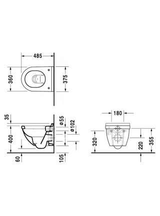 Унитаз подвесной Duravit Starck 3 22270900001-WG антигрязевое покрытие