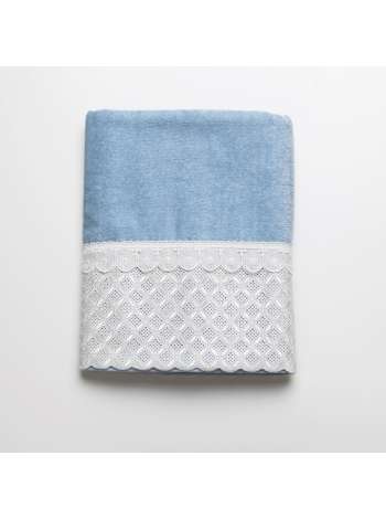 Полотенце банное Eyelet Scallop, 127 см, хлопок, голубой, серия Полотенца, Avanti