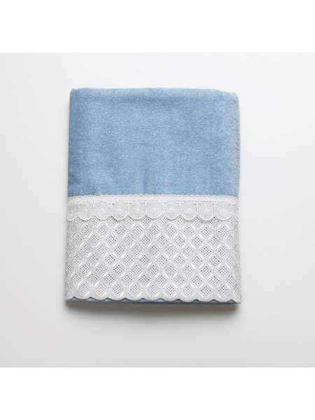 Полотенце банное Eyelet Scallop, 127 см, хлопок, голубой, серия Полотенца, Avanti