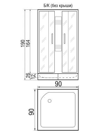Душевая кабина River Quadro 90/26 MT без крыши